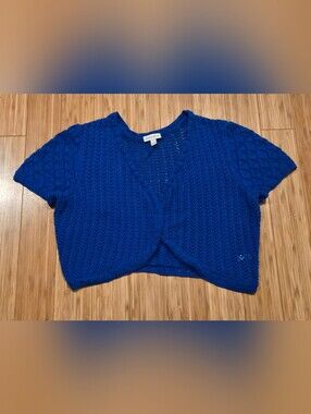 Fashion Bug Royal Blue Open Knit Bolero